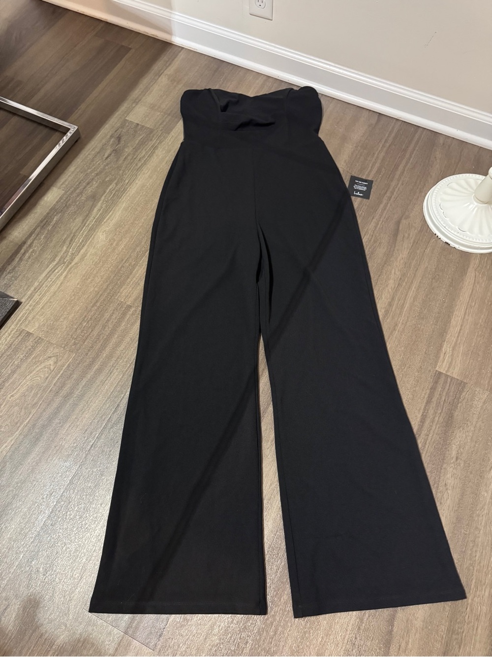 Lulu's Strapless Wide-Leg Jumpsuit in Black